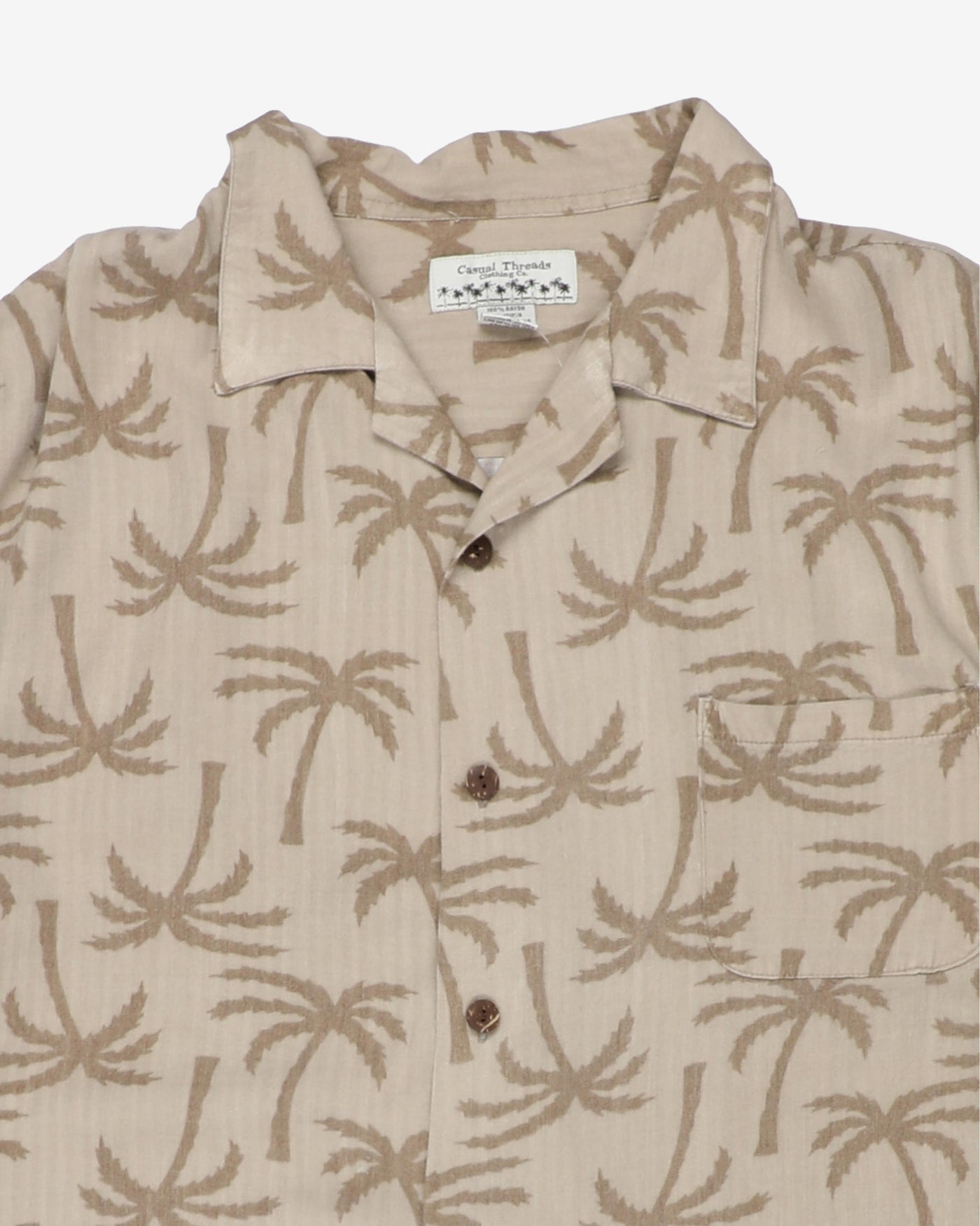 Vintage Beige Tropical Tree Hawaiian Shirt - L