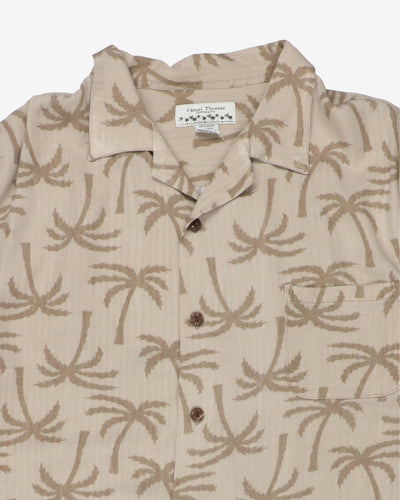 Vintage Beige Tropical Tree Hawaiian Shirt - L