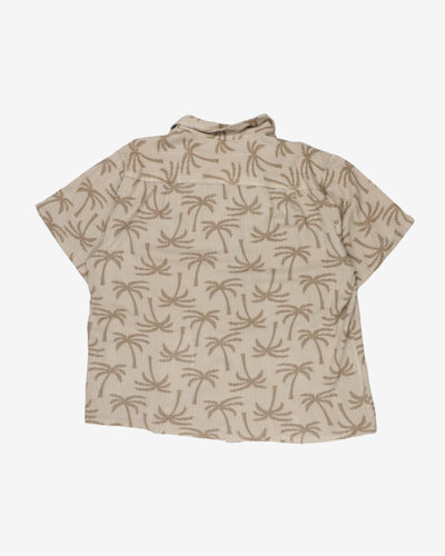 Vintage Beige Tropical Tree Hawaiian Shirt - L
