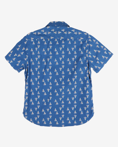 Blue sailboat patterned shirt - S