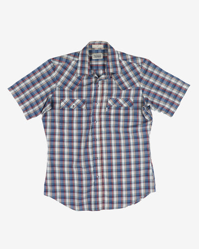Levi's blue checked western shirt - M