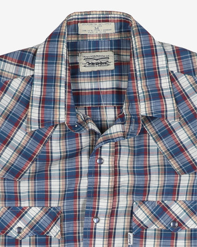 Levi's blue checked western shirt - M
