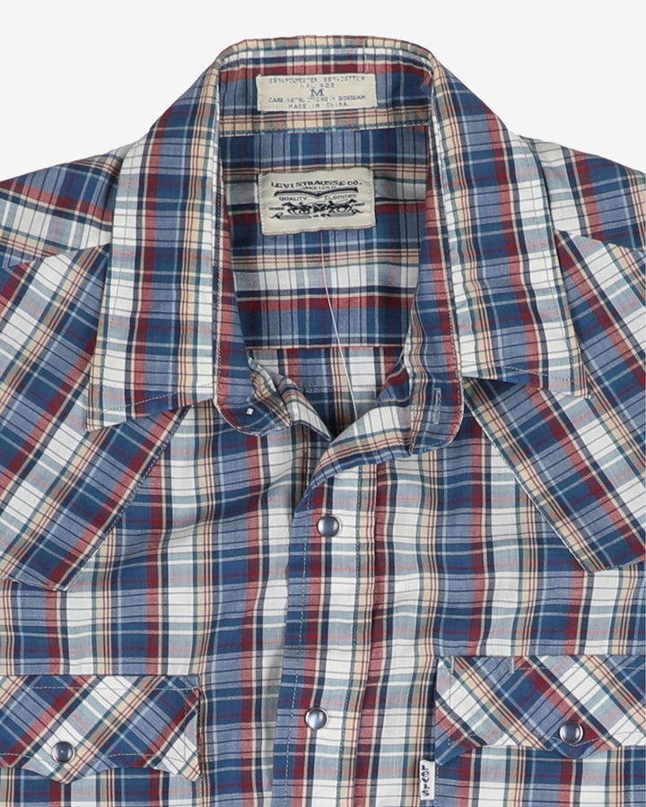 Levi's blue checked western shirt - M