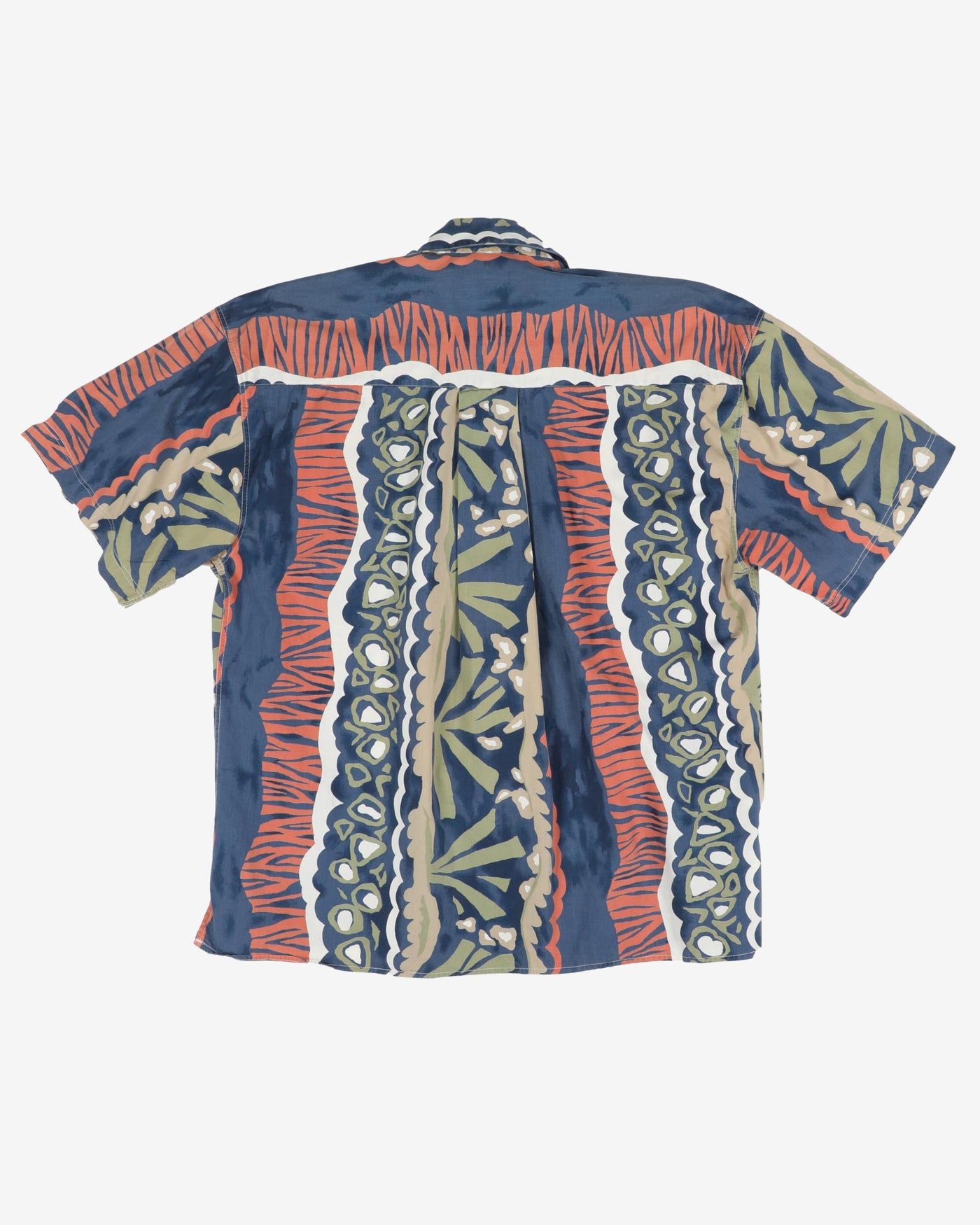 Blue and orange patterned shirt - L