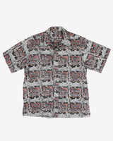 Blue, red and black fish patterned shirt - L / XL