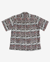 Blue, red and black fish patterned shirt - L / XL