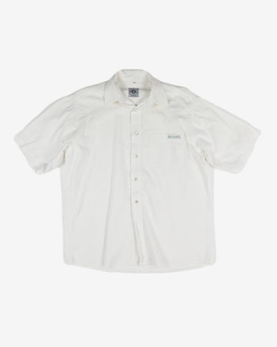 Vintage Luck Star White Short Sleeve Casual Shirt - M