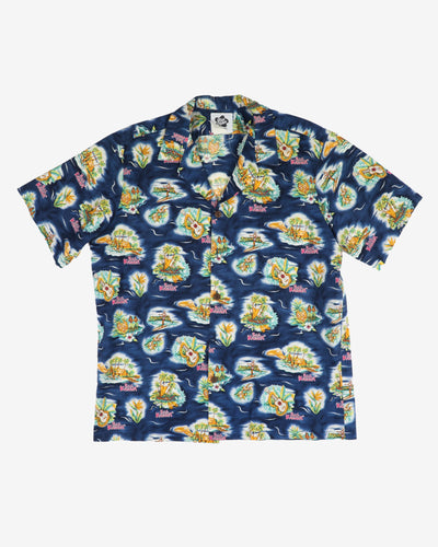 Vintage Hilo Hattie Big Kahuna Navy Hawaiian Shirt - XL