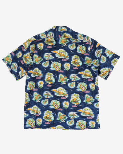 Vintage Hilo Hattie Big Kahuna Navy Hawaiian Shirt - XL