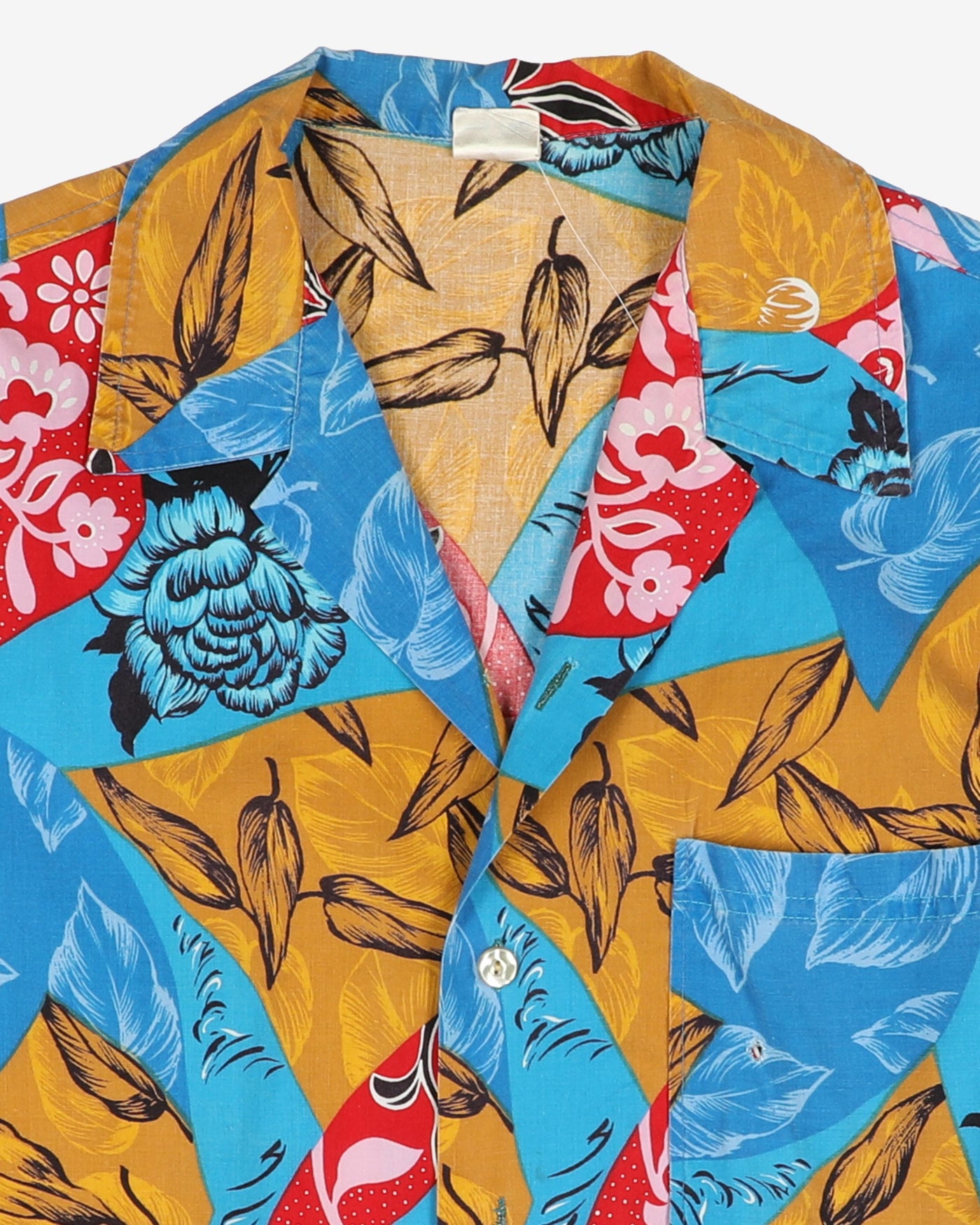 Vintage Blue / Yellow / Red Floral Hawaiian Shirt - XL