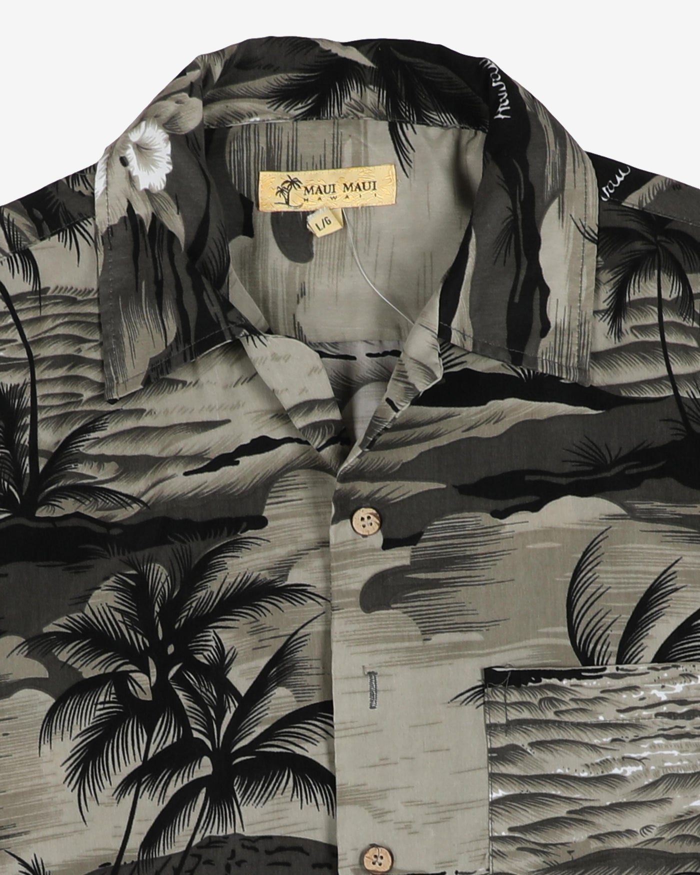 Vintage Maui Maui Black Tropical Patterned Hawaiian Shirt - L