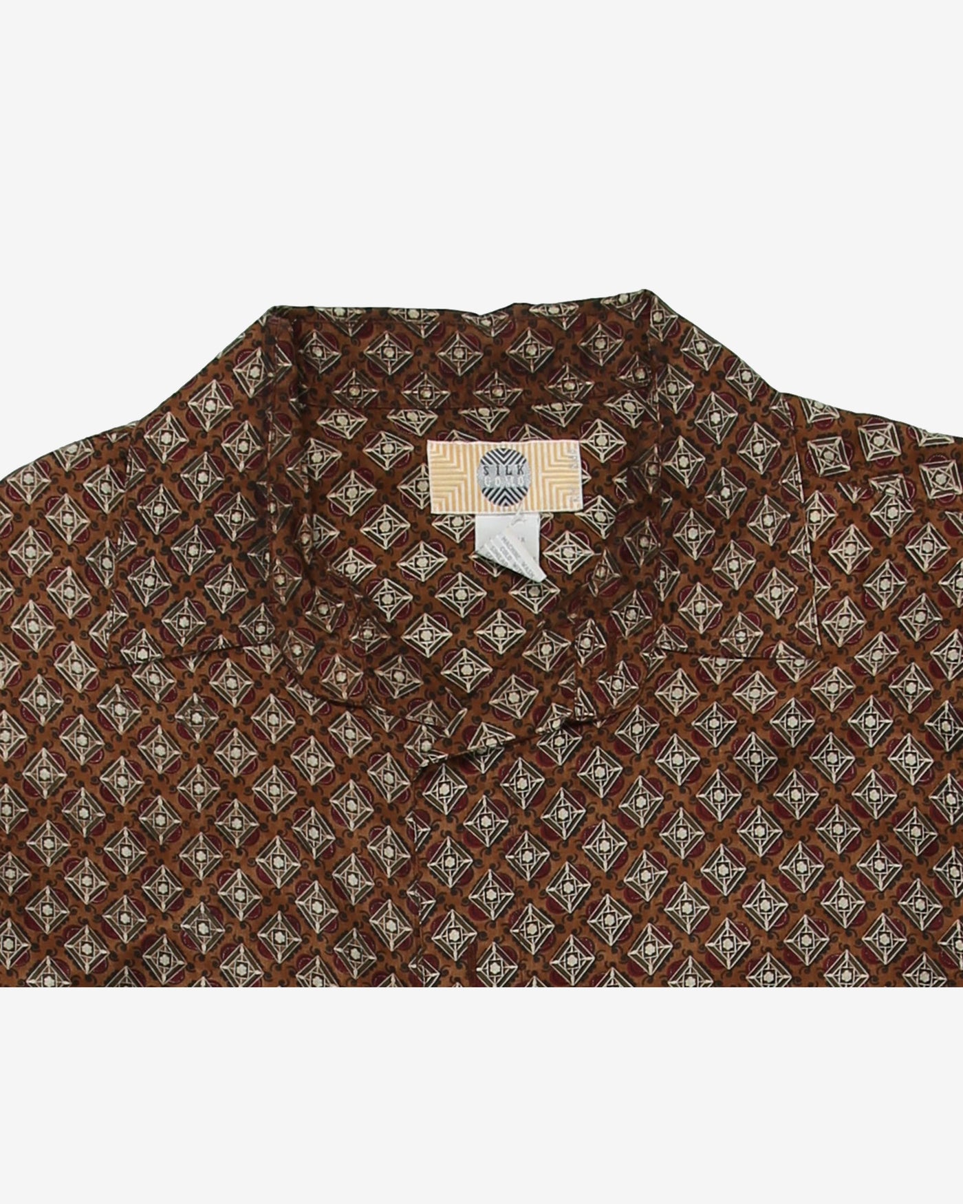 Vintage Silk Load Patterned Button Up Shirt - L