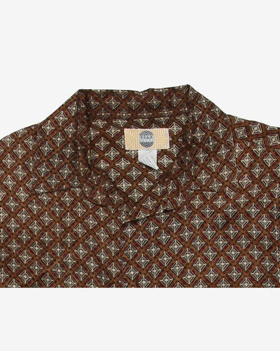 Vintage Silk Load Patterned Button Up Shirt - L