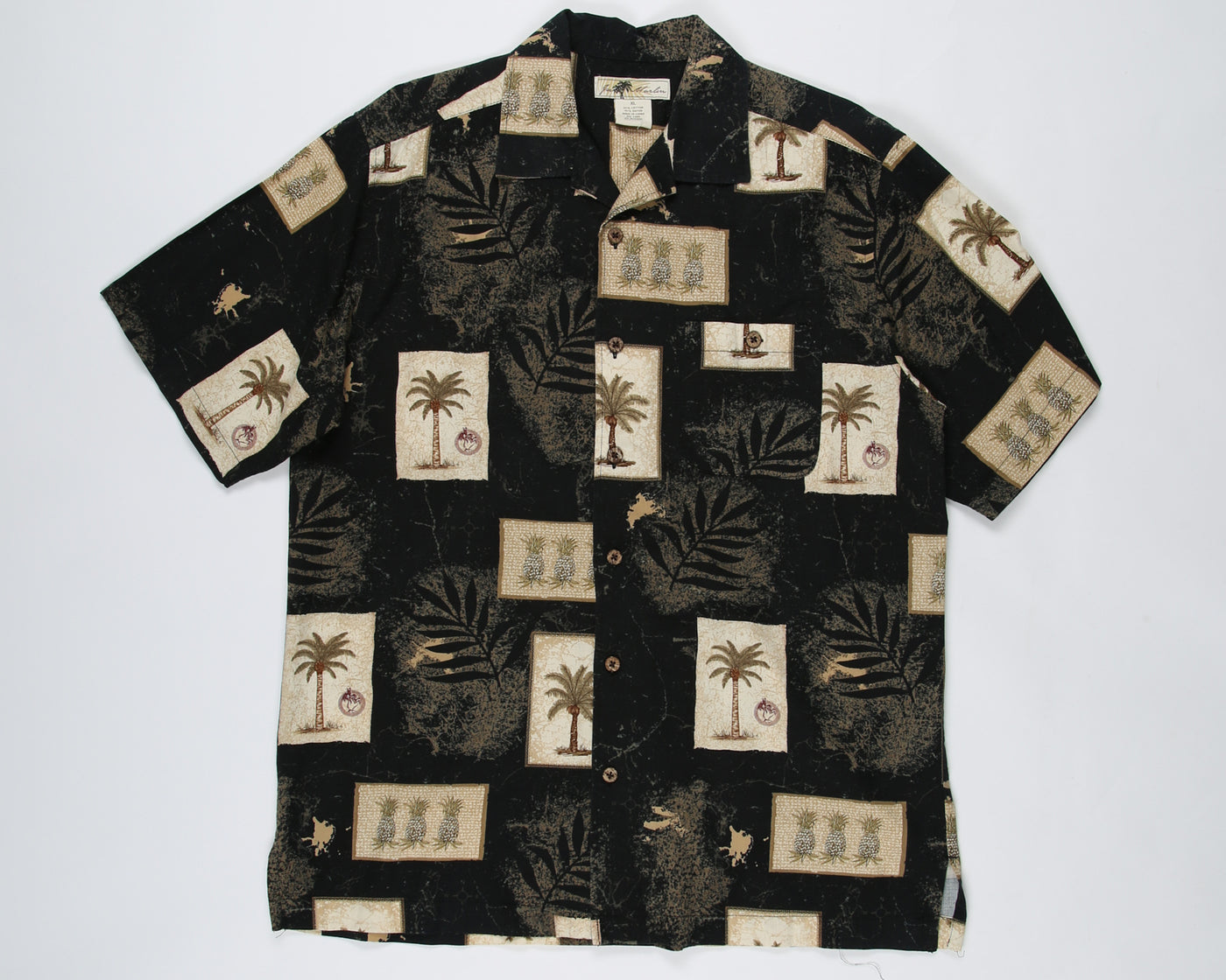 Grey and beige patterned hawaiian shirt - L