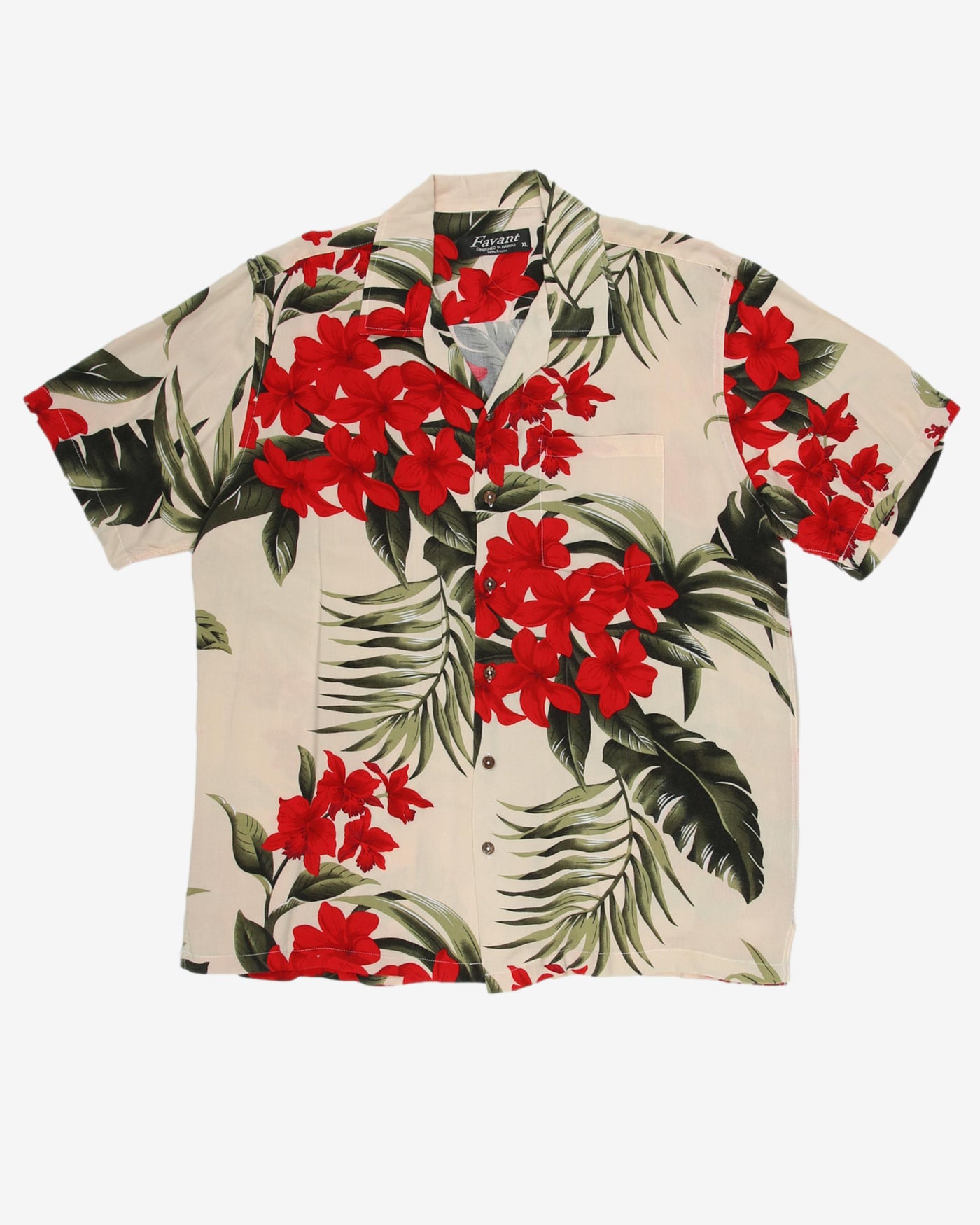 Red floral patterned hawaiian shirt - XL