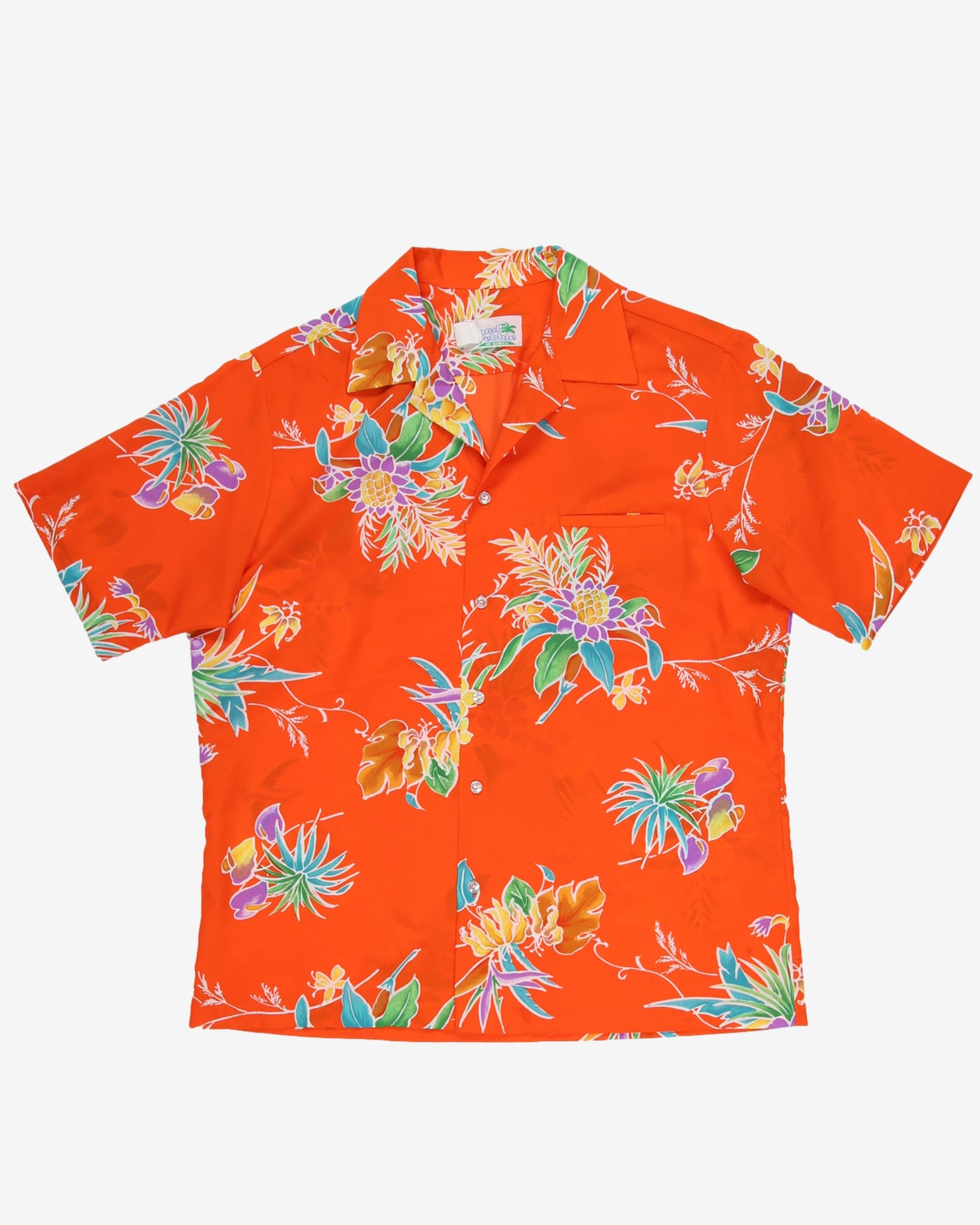 1990s orange patterned hawaiian shirt - L