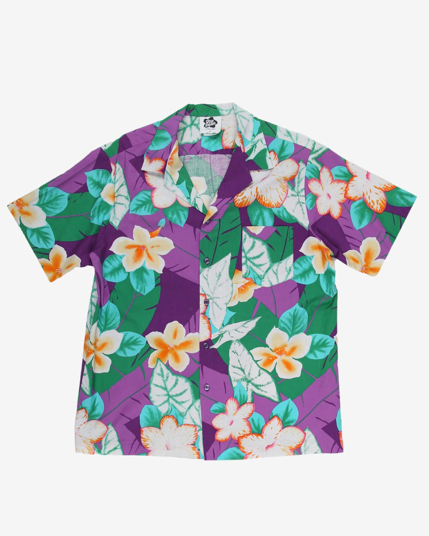 1990s purple patterned hawaiian shirt - L