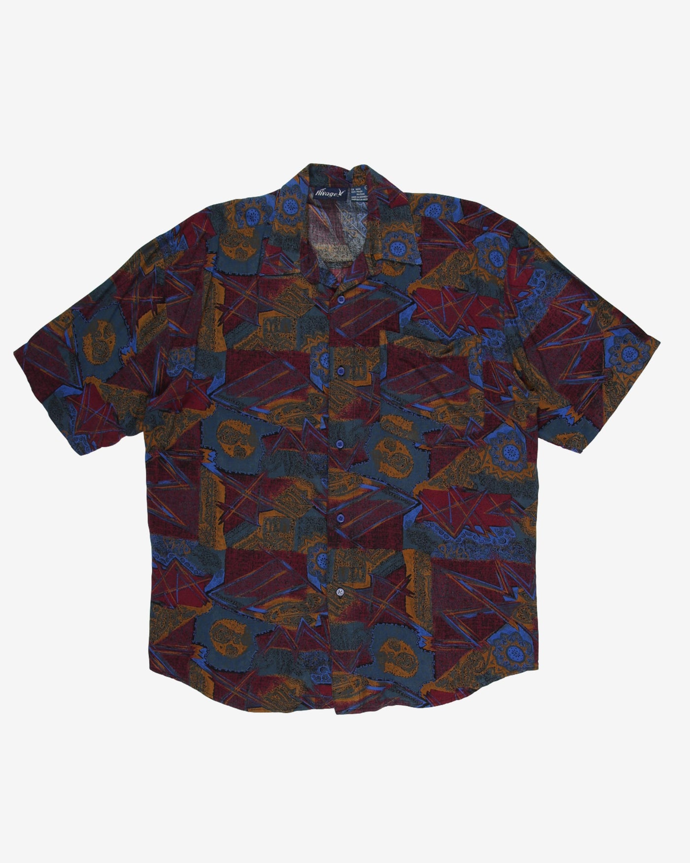 Maroon patterned rayon shirt - L