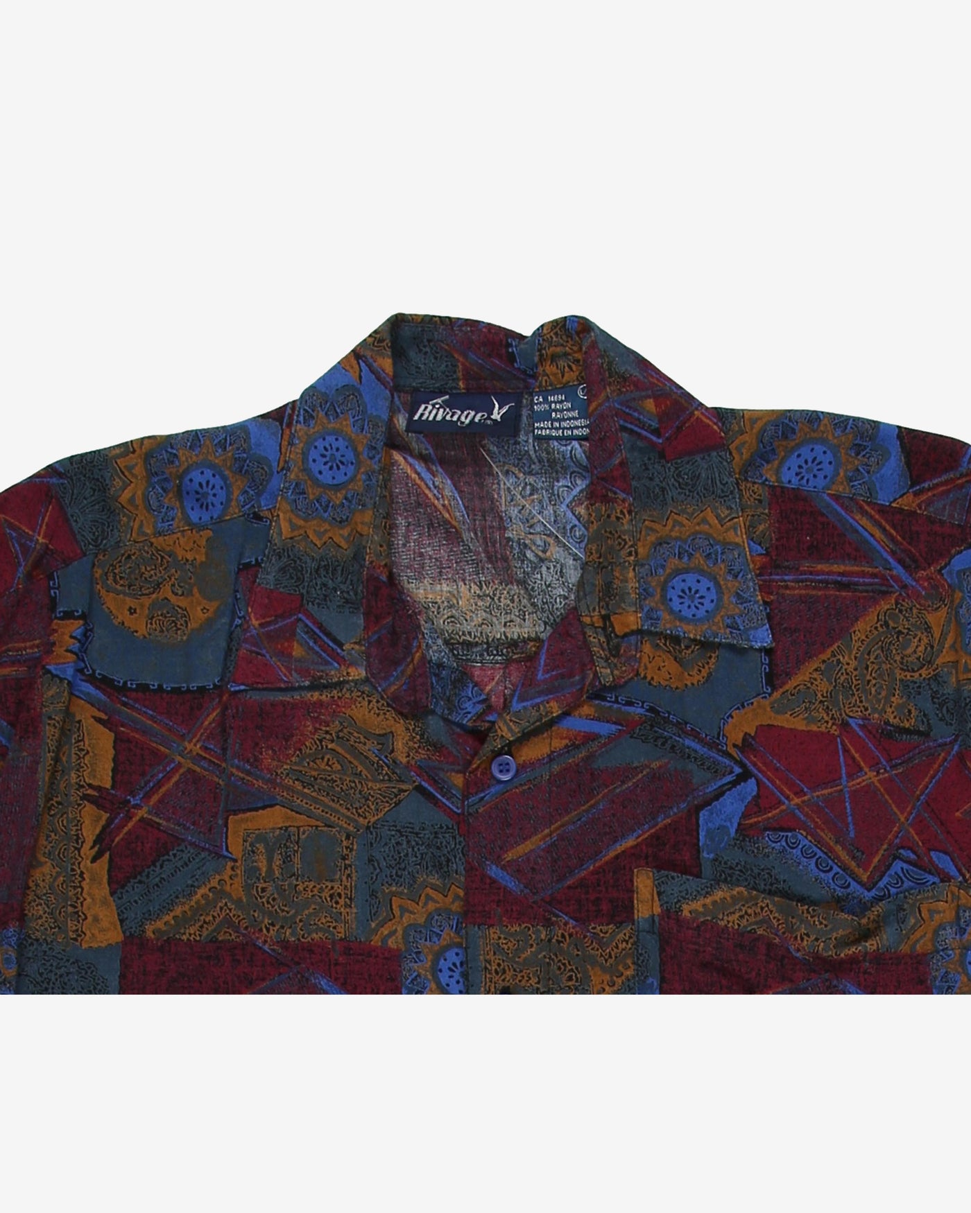 Maroon patterned rayon shirt - L