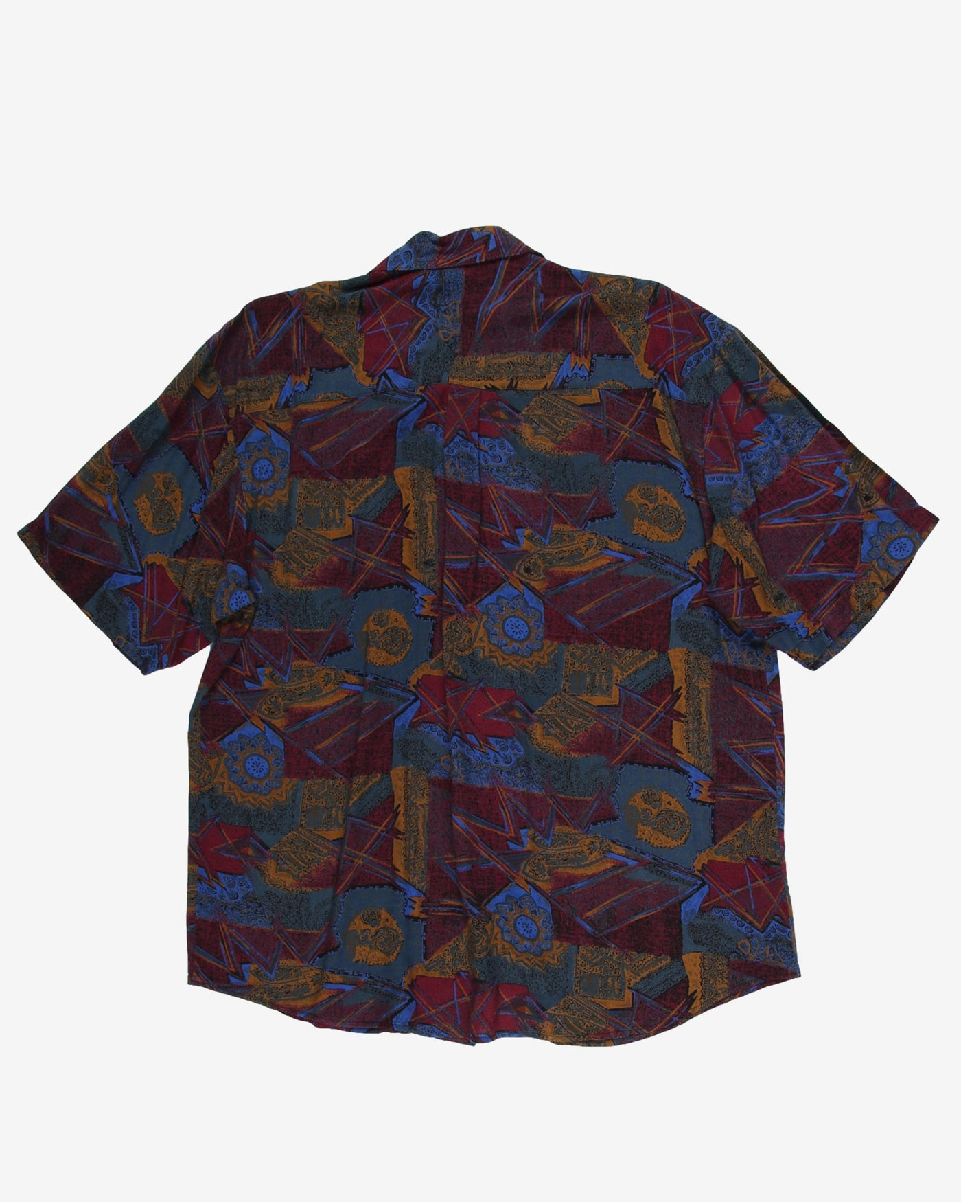 Maroon patterned rayon shirt - L