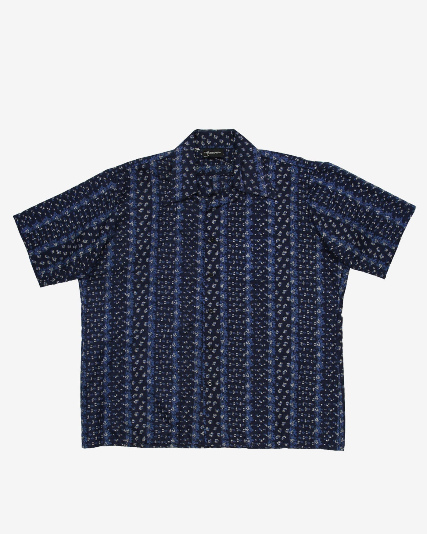 1970s blue patterned shirt - XXL