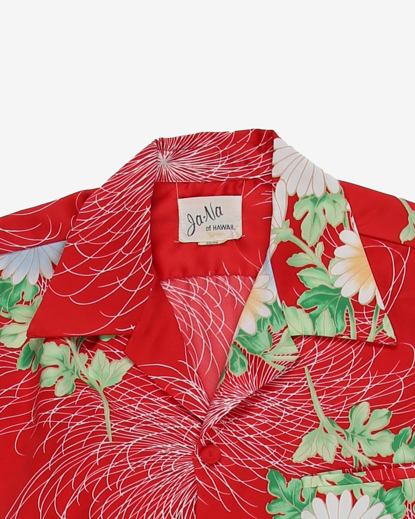 Vintage 70s Ja-Na Red Floral All Over Print Hawaiian Shirt - XL