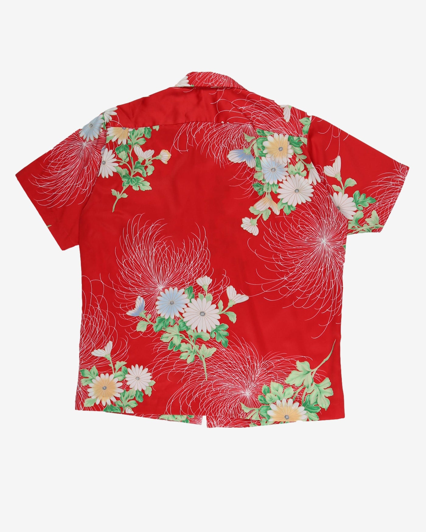 Vintage 70s Ja-Na Red Floral All Over Print Hawaiian Shirt - XL