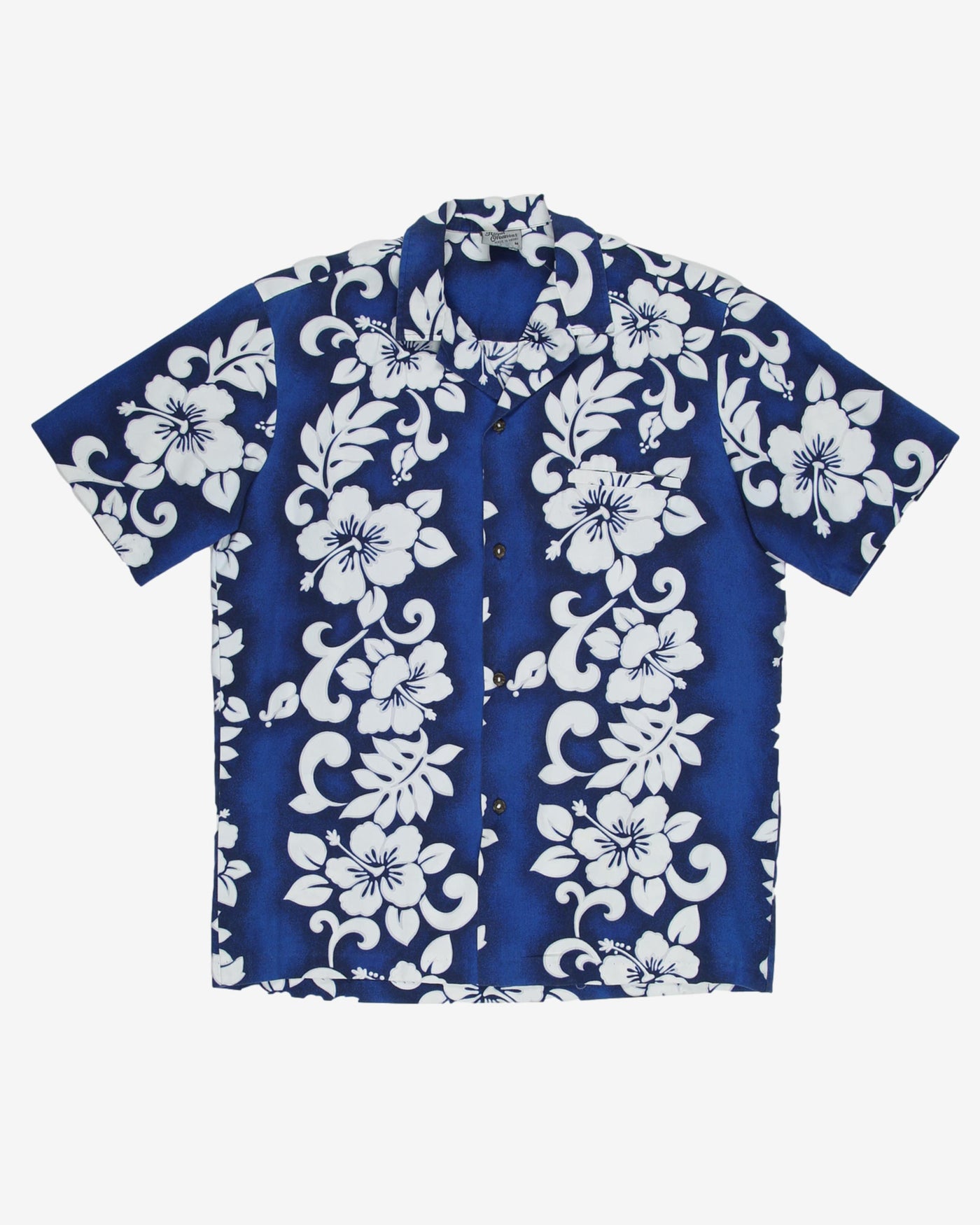 Vintage Royal Creations Blue Floral All Over Print Hawaiian Shirt - M