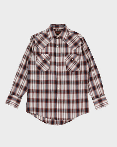 Vintage Plains Westernwear Brown Checked Western Style Button Up Shirt - S