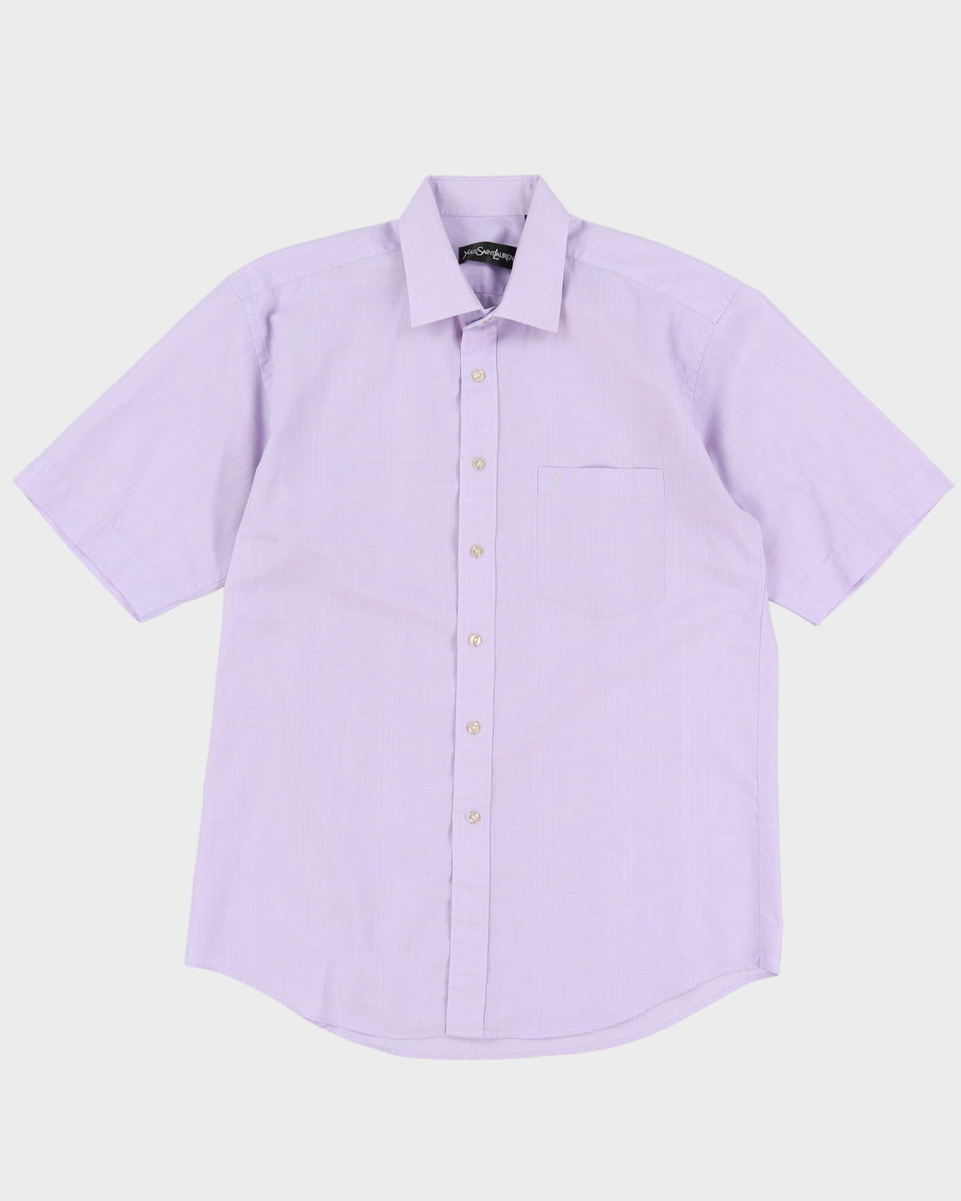 Vintage YSL Yves Saint Laurent Lilac Pocket Short-Sleeve Button Up Shirt - L