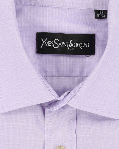 Vintage YSL Yves Saint Laurent Lilac Pocket Short-Sleeve Button Up Shirt - L