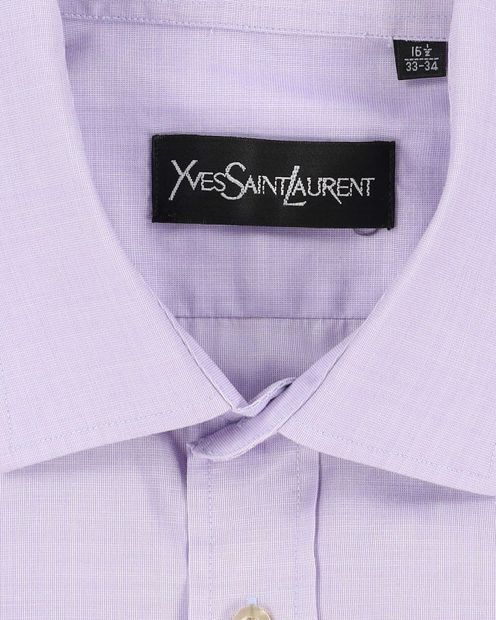 Vintage YSL Yves Saint Laurent Lilac Pocket Short-Sleeve Button Up Shirt - L