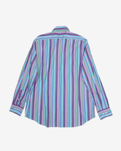 Vintage Etro Vibrant Colour Striped Long-Sleeve Button Up Shirt - XL