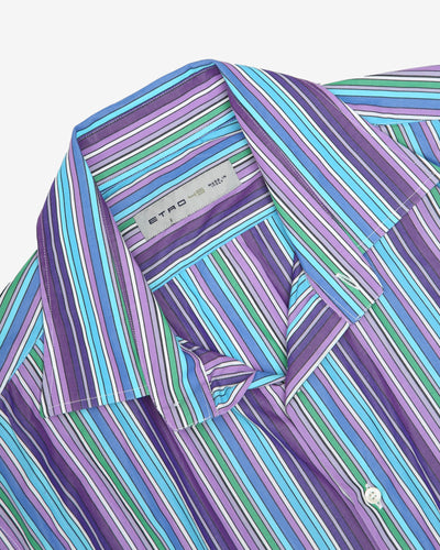 Vintage Etro Vibrant Colour Striped Long-Sleeve Button Up Shirt - XL