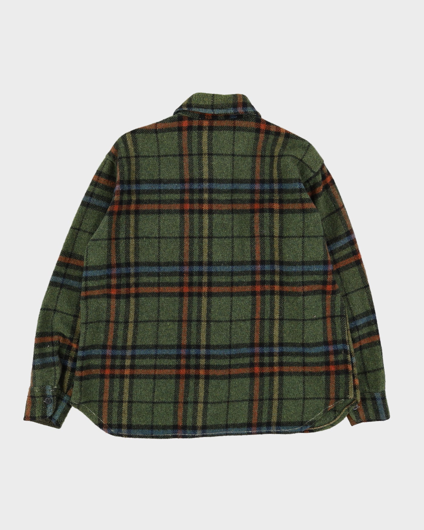 Vintage 70s Green Check Flannel Shirt - L