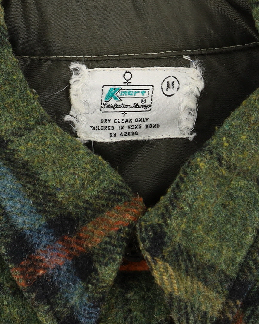 Vintage 70s Green Check Flannel Shirt - L