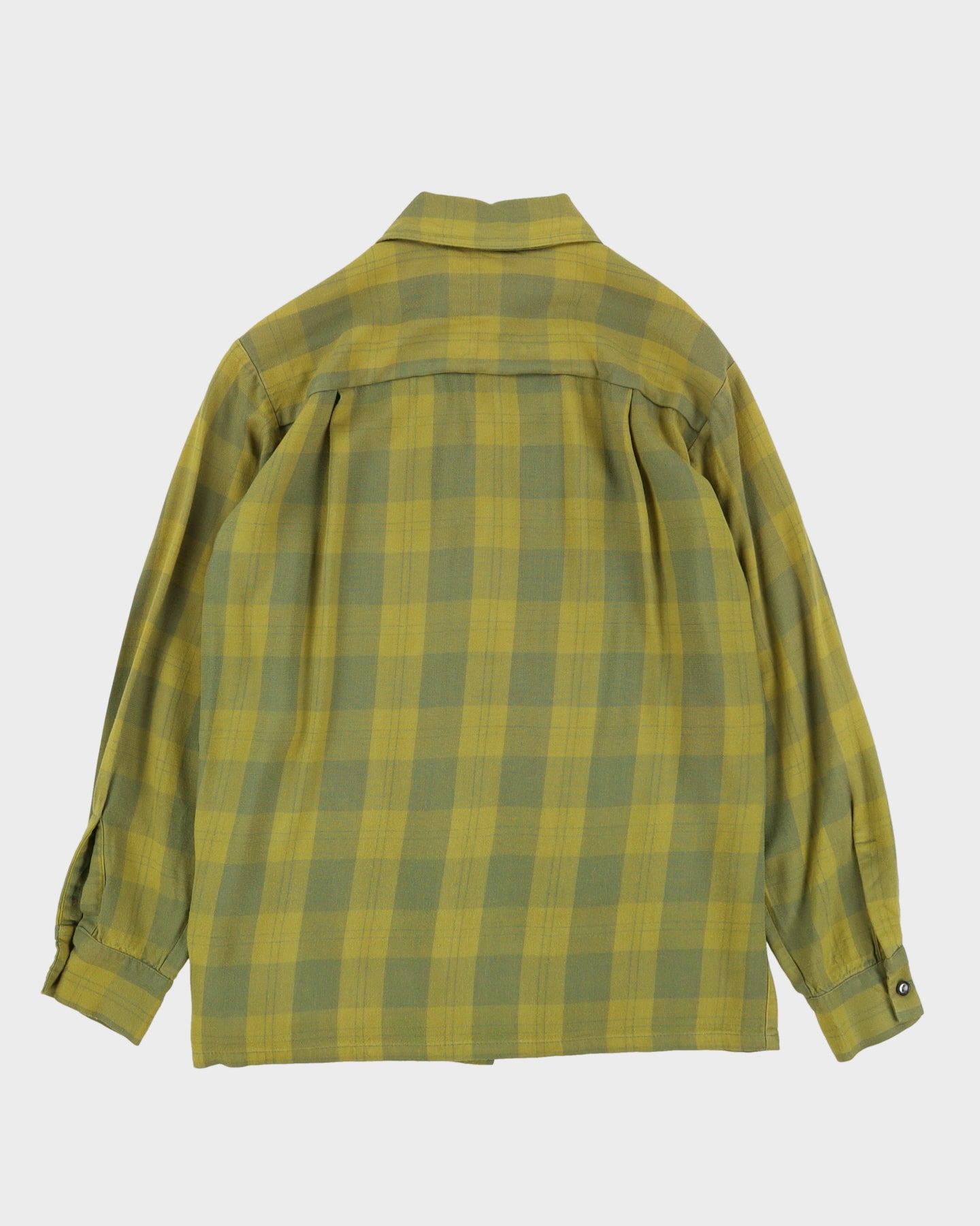 1950s Green Checked Long Sleeve Shirt - S