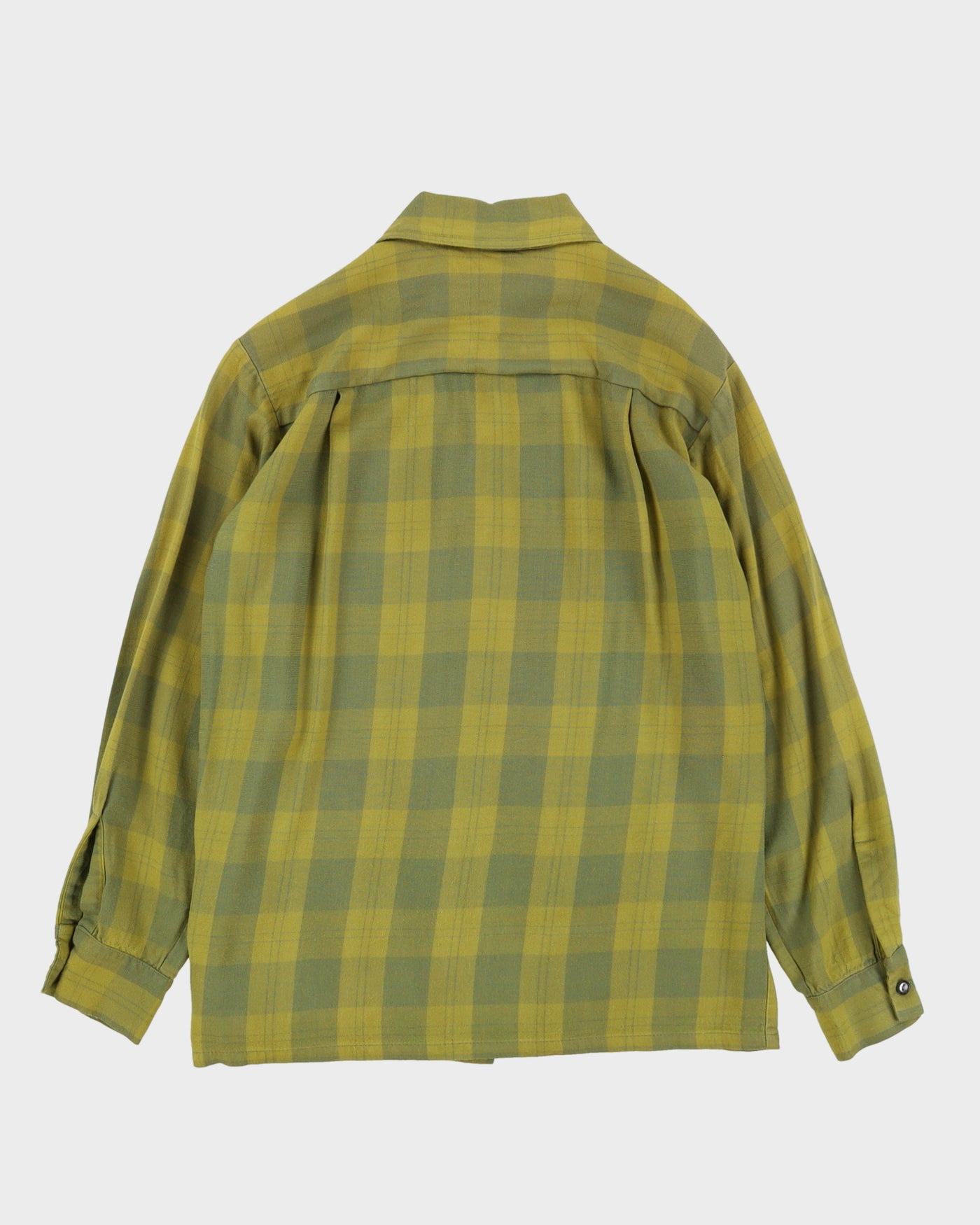 1950s Green Checked Long Sleeve Shirt - S