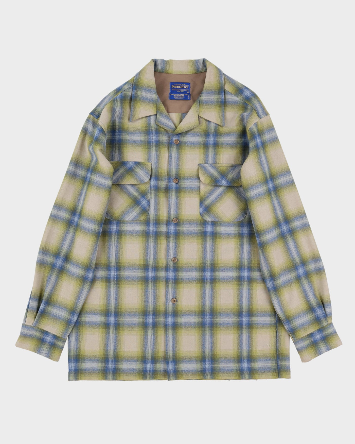 Pendleton Green Checked Wool Board Shirt - M / L
