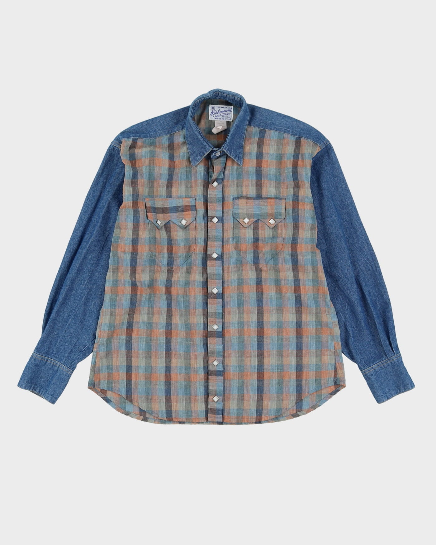 Vintage Denim Check Western Shirt - S
