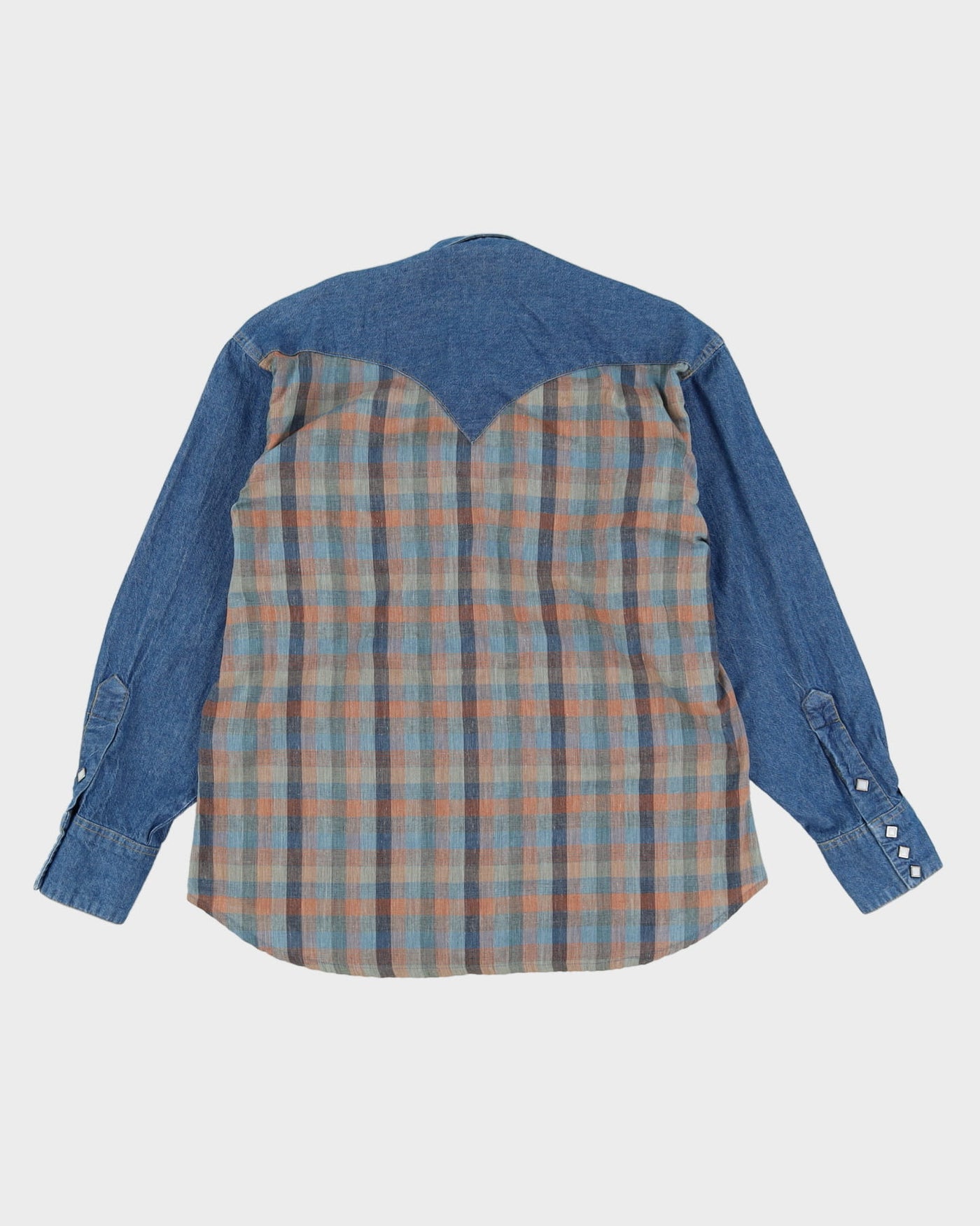 Vintage Denim Check Western Shirt - S