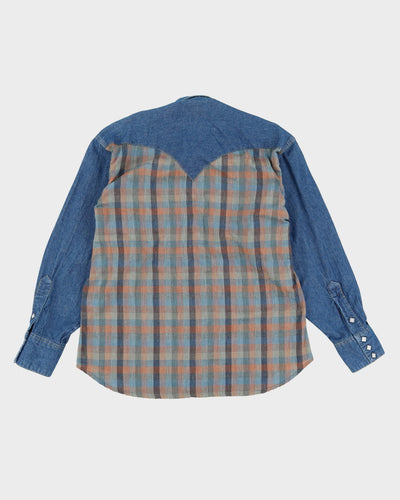 Vintage Denim Check Western Shirt - S