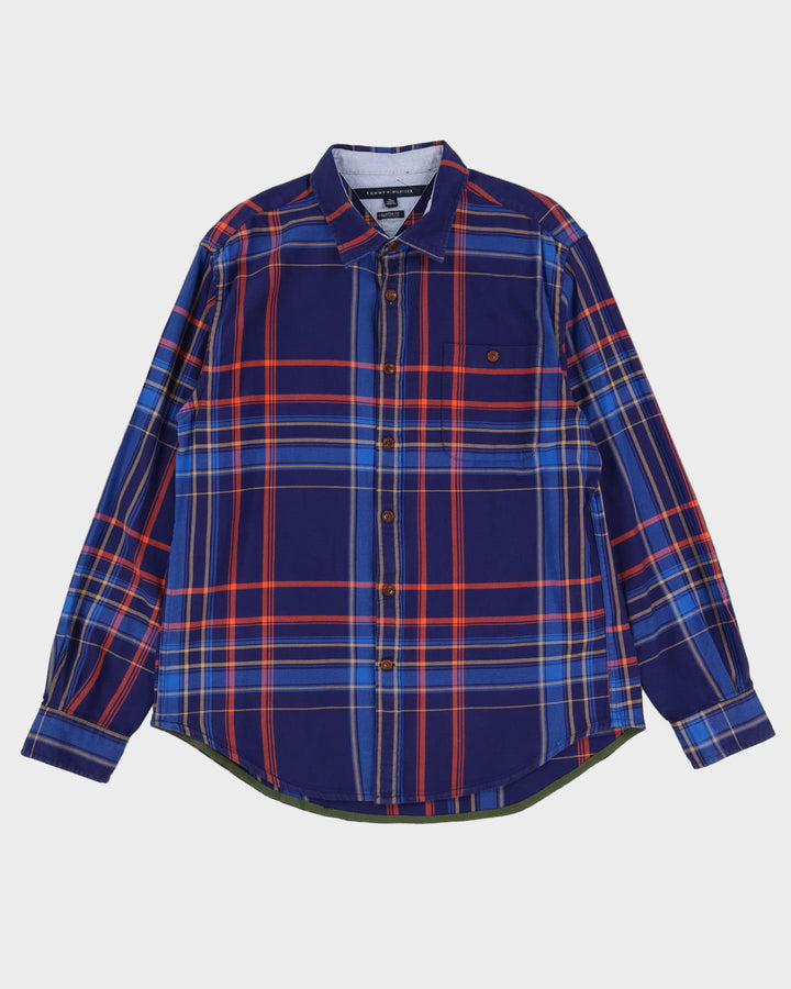 Tommy Hilfiger Blue / Orange Check Patterned Shirt - XL