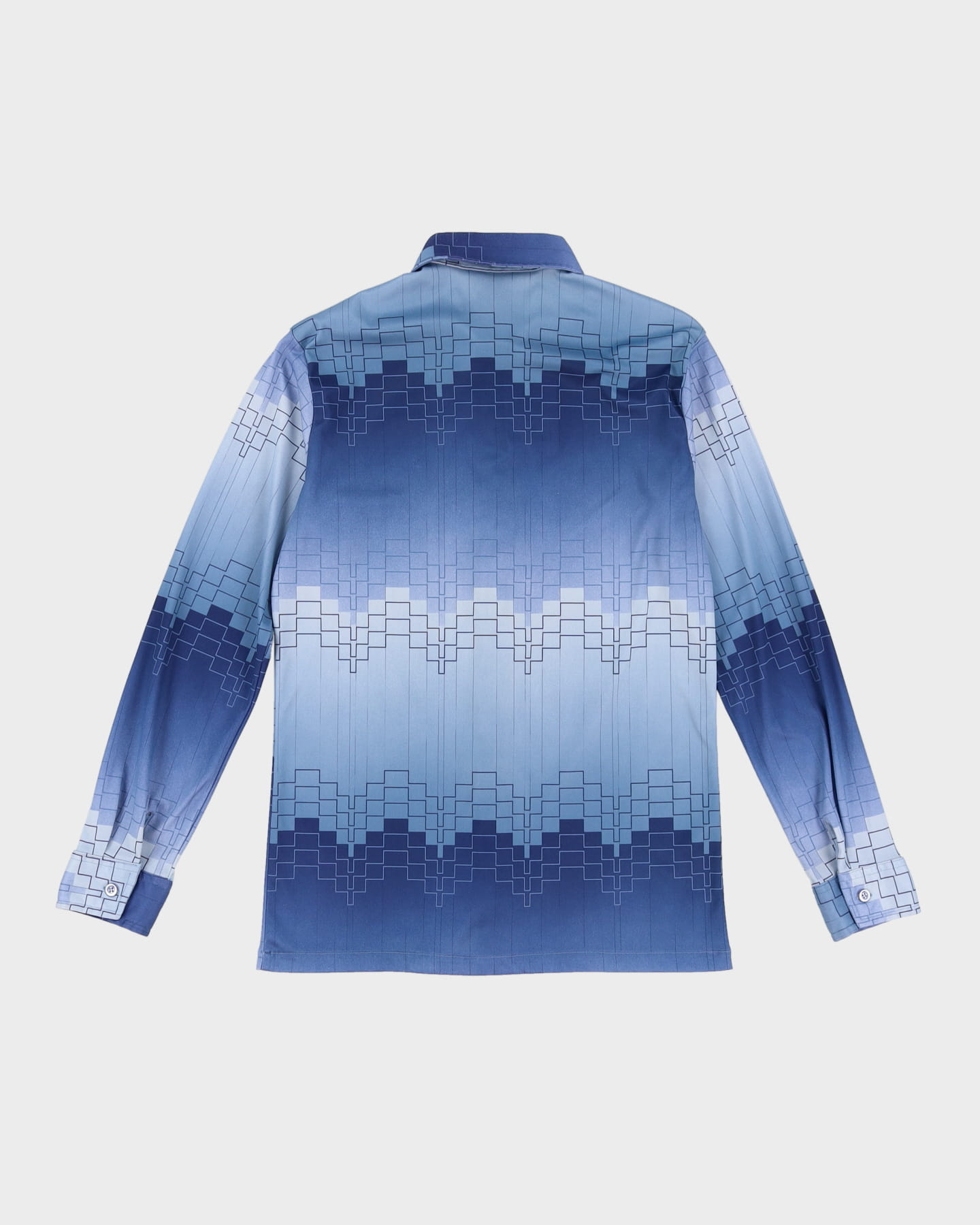 Vintage 70s Blue Block Pattern Shirt - S