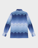 Vintage 70s Blue Block Pattern Shirt - S