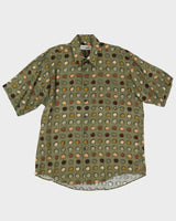 Vintage 90s Modango Oversized Green Patterned Shirt - L