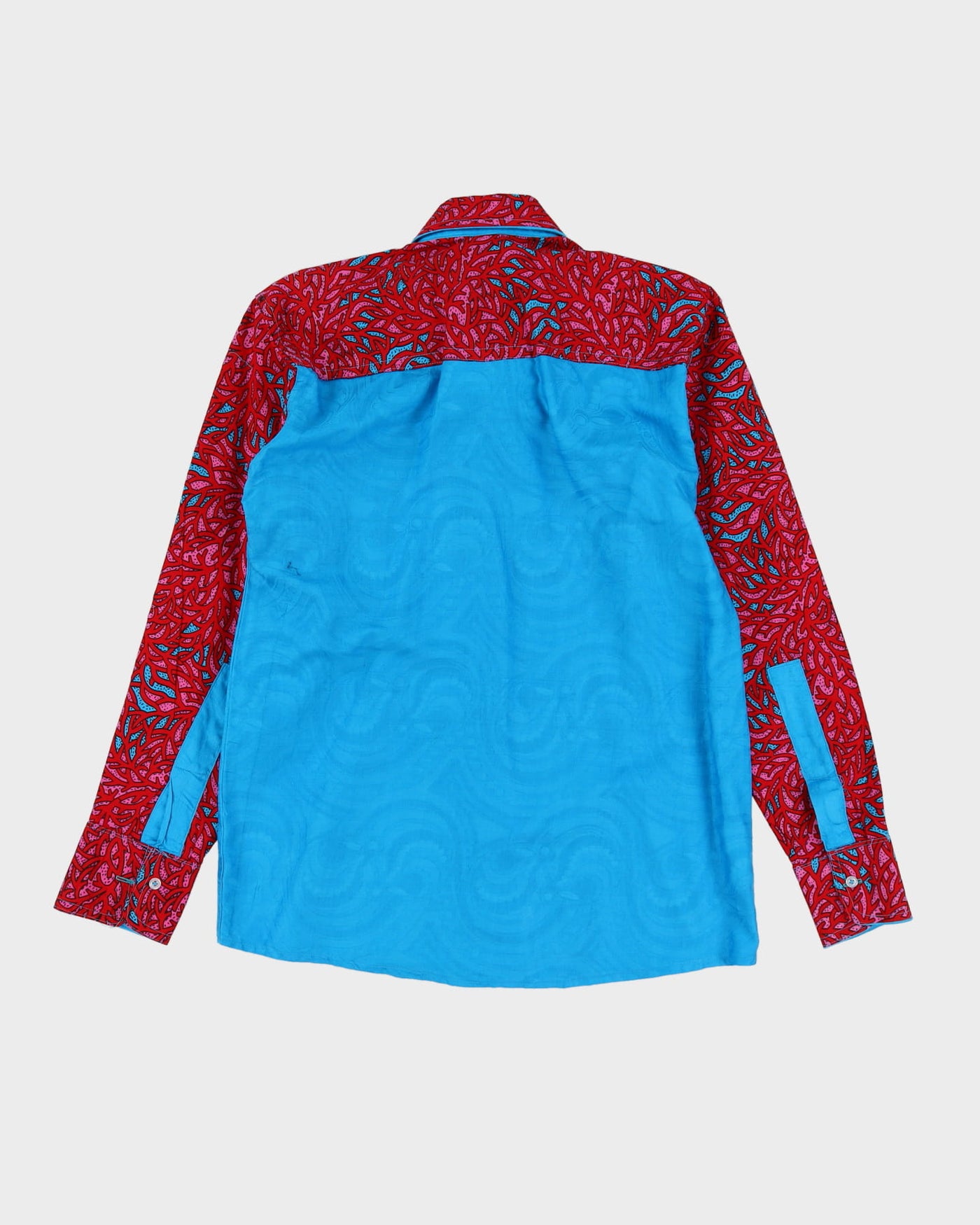 Vintage 90s Blue / Pink 70s Style Patterned Shirt - L