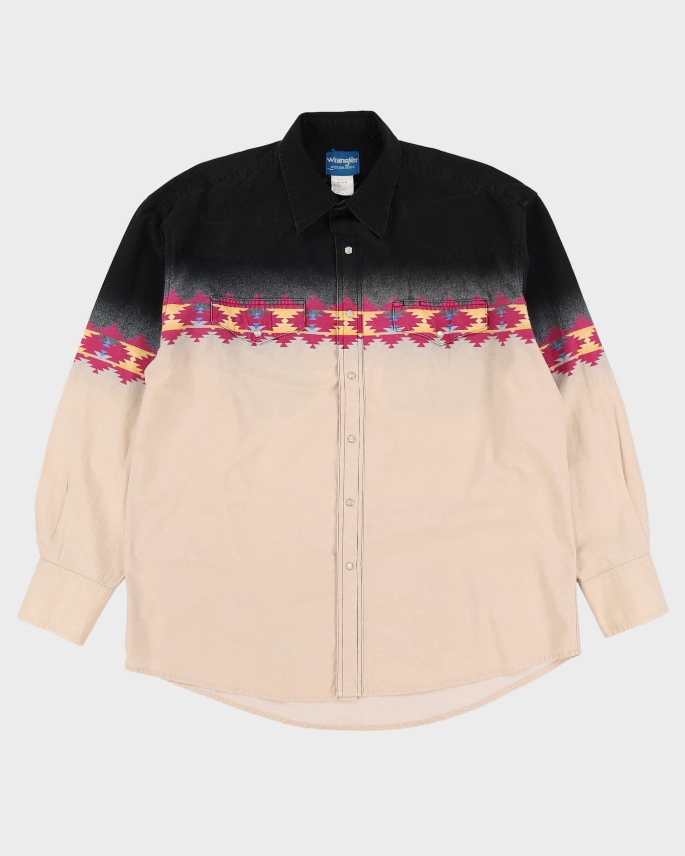 90s Wrangler Black / Beige Patterned Western Shirt - XL