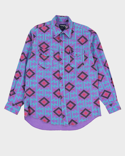 Vintage 80s Wrangler Purple / Green / Black / Red Patterned Western Shirt - XL