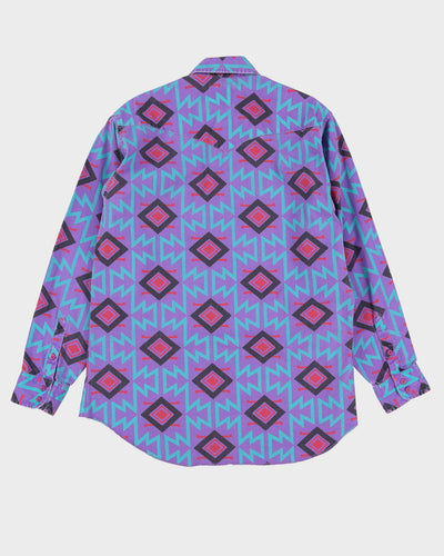 Vintage 80s Wrangler Purple / Green / Black / Red Patterned Western Shirt - XL
